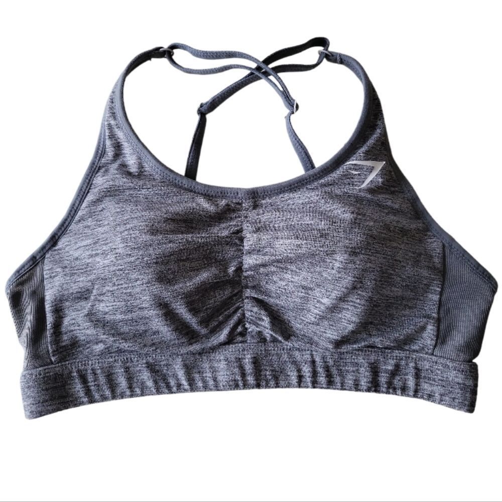 GYMSHARK Gray Mesh Sports Bra‎ Adjustable Straps Size XS